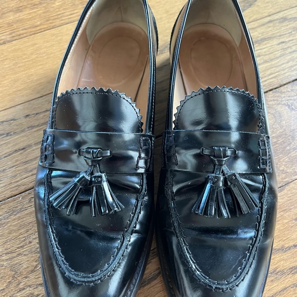 J Crew Black Leather Tassel Loafers ~ Sz 7.5 - Picture 2 of 16